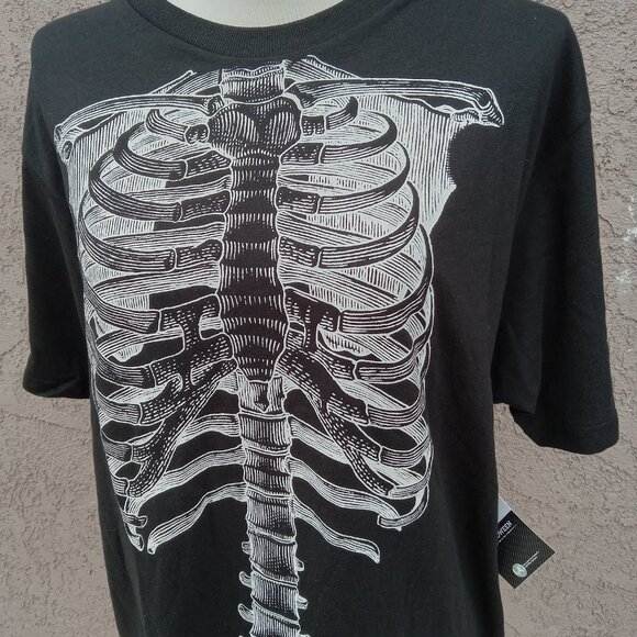 Skeleton Black Mens tshirt Halloween - Picture 4 of 5